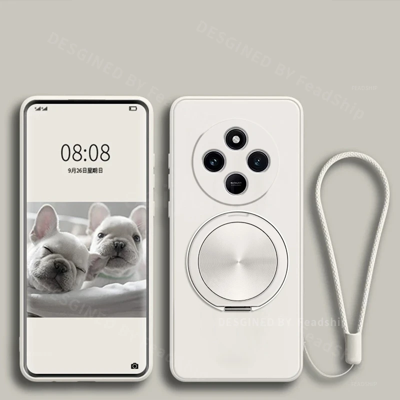 Silicone Phone Case with Magnetic Holder and Screen Protector - Soft Cover with Bracket