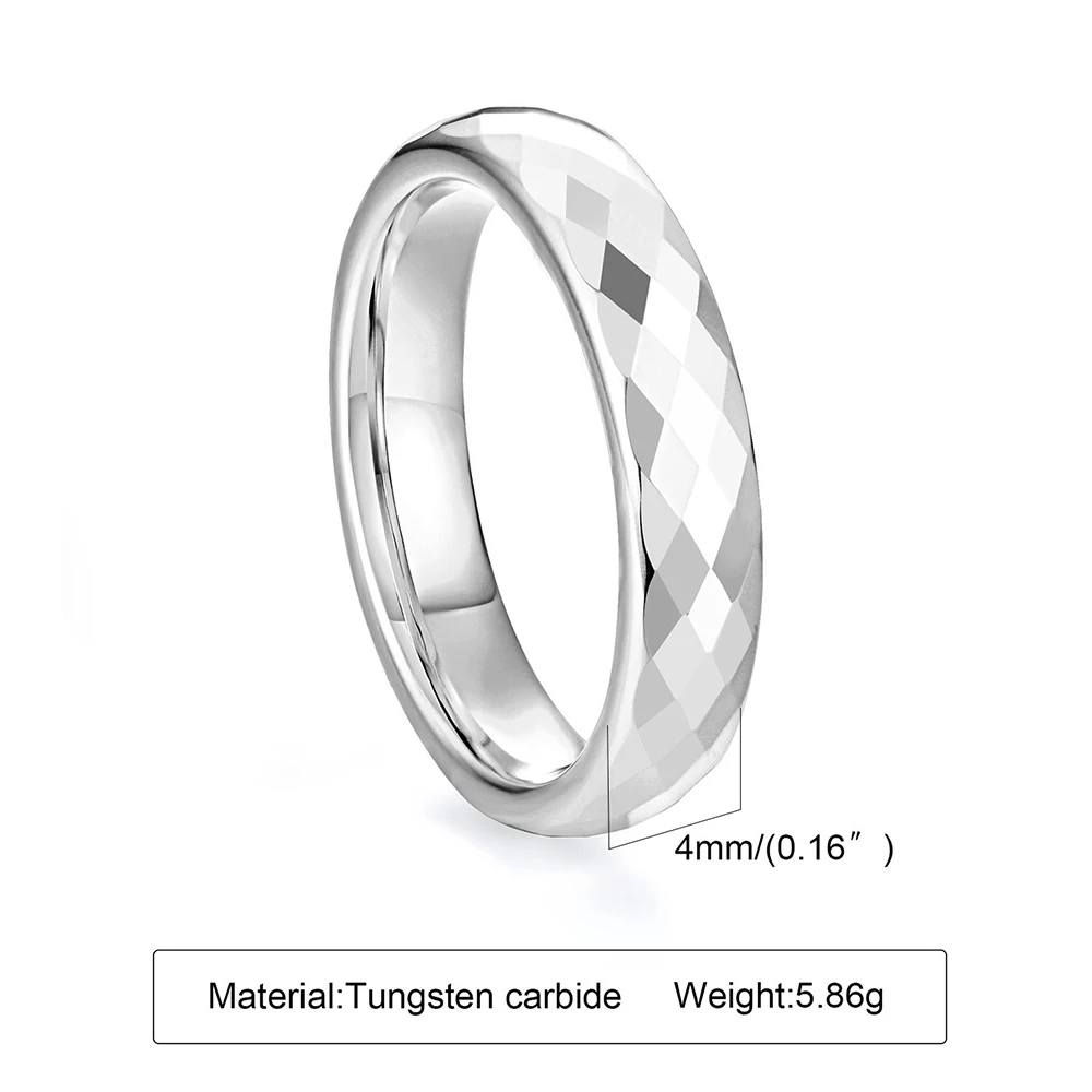 4/6mm schwarz/gold/silber facettierte Kante Kuppel poliert Wolfram karbid Ehering Ringe für Frauen Größe 5-12 – Detail 5