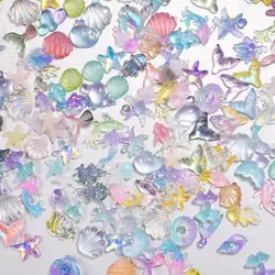 Ocean - Inspired Nail Art Charms - Shimmering Shell, Starfish, & Dolphin Accents (50 PCS)
