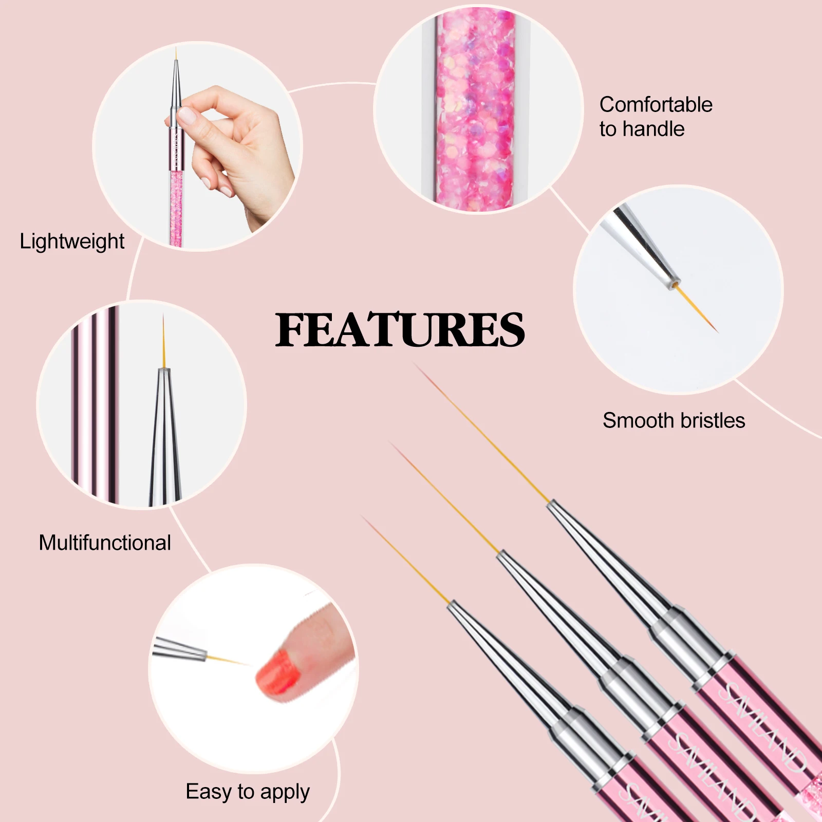 SAVILAND 6pcs Nail Art Liner Brushes Hand Painted Brush Acrylic UV Gel Colours Paints Builder Drawing Pen DIY Manicure Tools 4