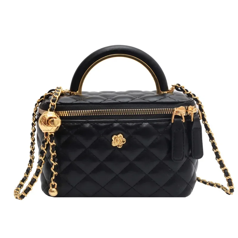 INS Chain Fashion Pouches Women's 2024 New Diamond All-Match Elegant Crossbody Box Portable Shoulder Bag