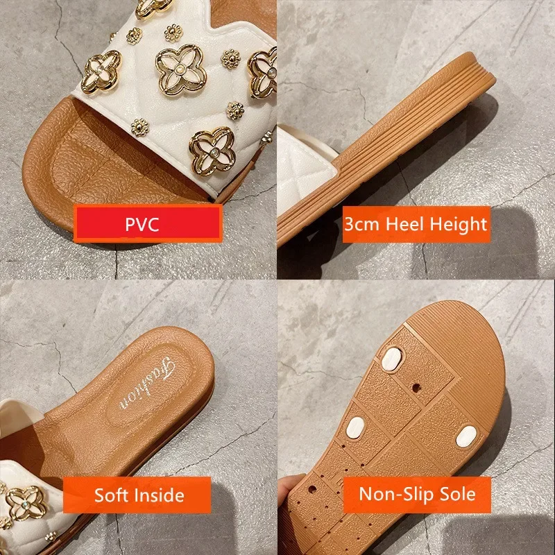 Flowers Soft Summer Slippers Women Slide Sandals Outside Beach Flip Flops Woman Comfort Bathroom Shoes Zapatillas Mujer