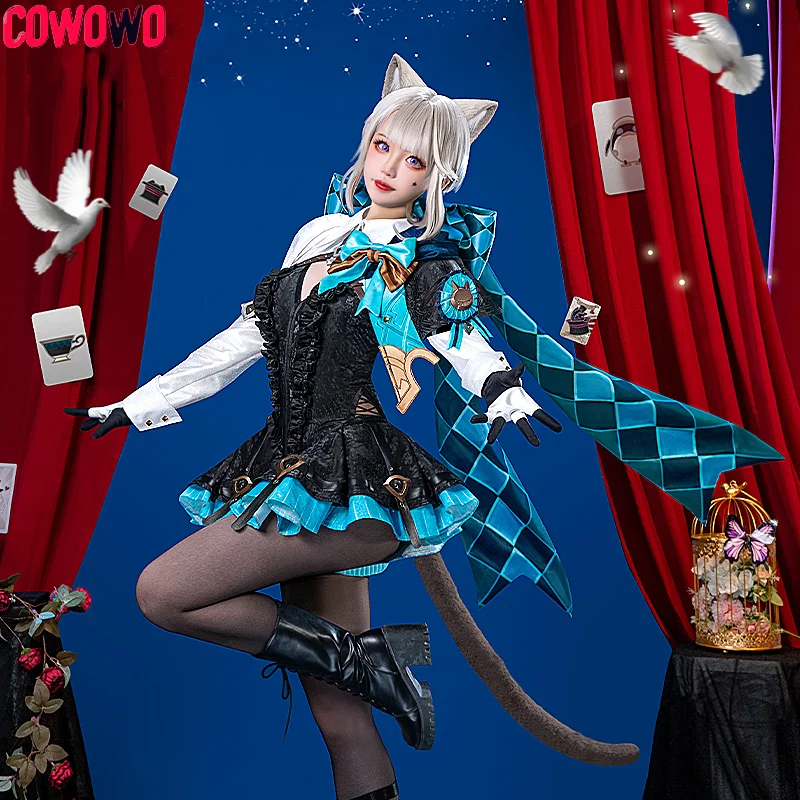 

COWOWO Genshin Impact Lynette Magician Game Suit Gorgeous Uniform Cosplay Costume Halloween Party Role Play Outfit Women