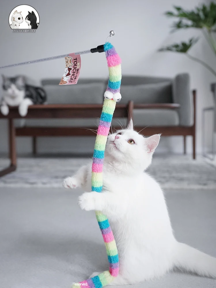 Cat Teaser Toy Feather Wand Interactive Funny Caterpillar Rod Pet Supplies
