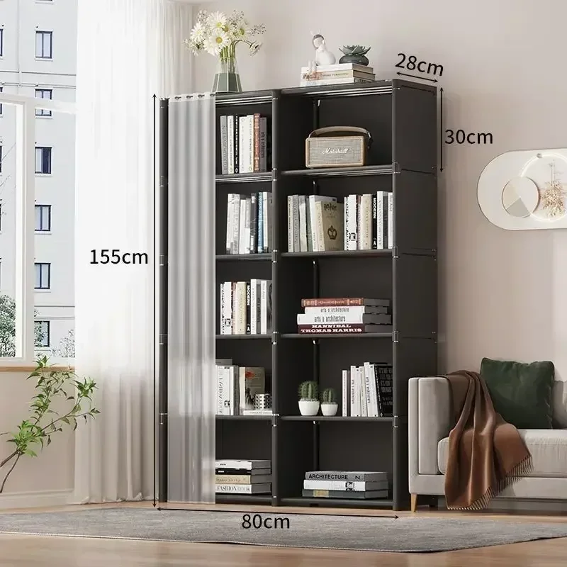 Description Picture 4 of item6/5 Layers Dustproof Wardrobe High Capacity Partition Bookshelf Bedroom Open Simple Assembly Storage Cabinet Bedroom Furniture