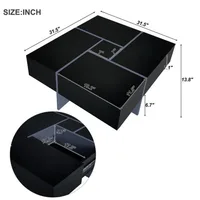 Coffee Table with 4 Hidden Storage Compartments, Table with Extendable Sliding Tabletop, UV High-gloss Design Center Table 2