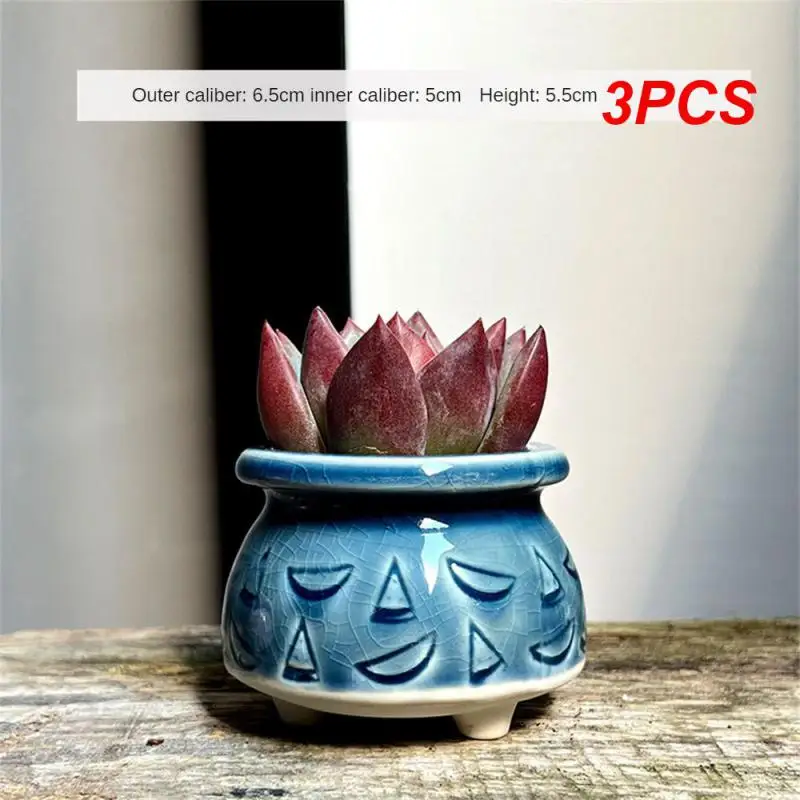 

3PCS Breathable Pottery Basin Creative Meat Flower Pot Draining Hole Ceramics Cat Claw Bonsai Flowerpot Modern Design