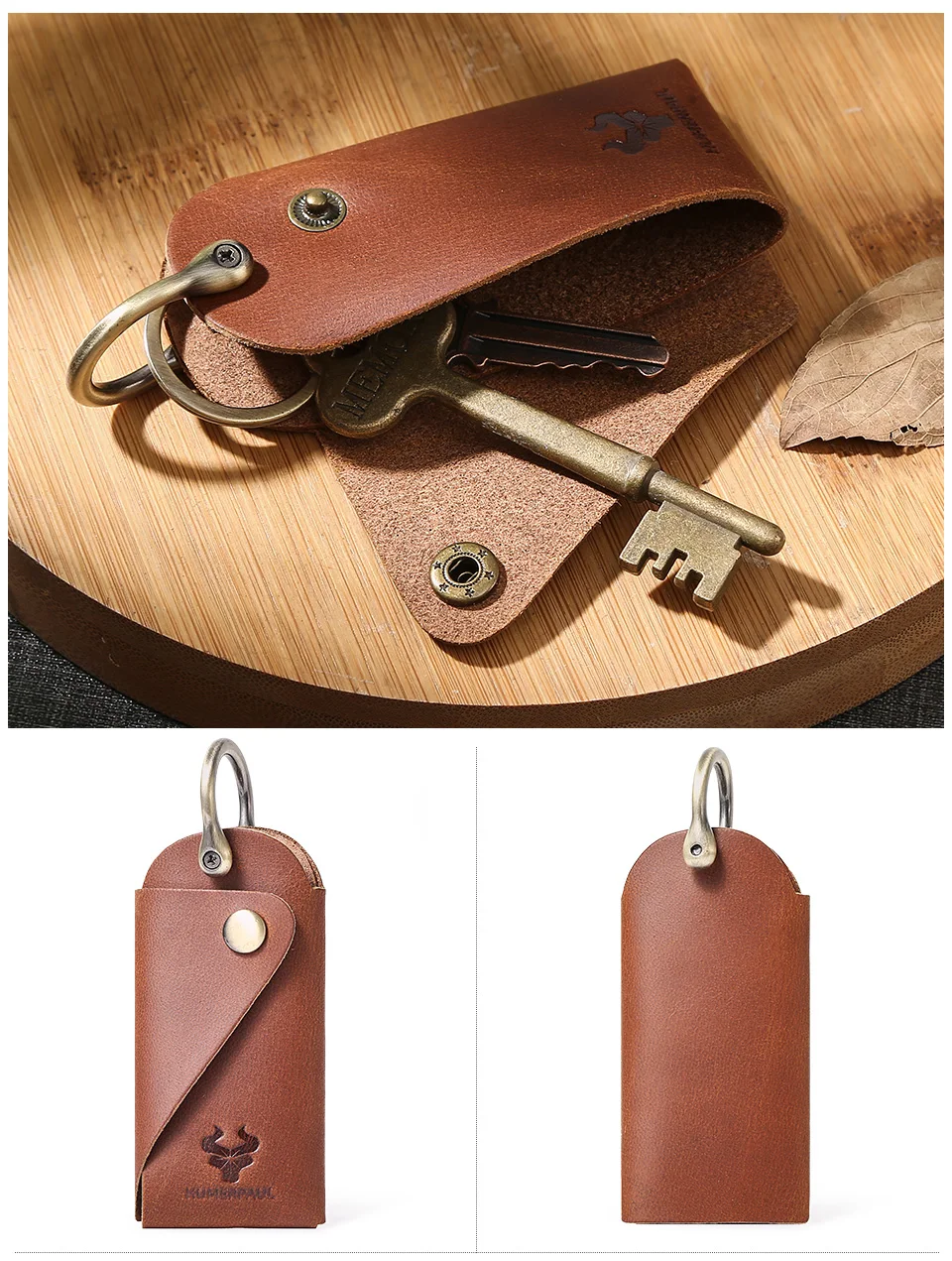 HUMERPAUL Crazy Horse Leder Schlüsselbund Männer Frauen Schlüssel Organizer Tasche Top Qualität Männliche Haushälterin Schlüssel Lagerung Tasche – Detail 5