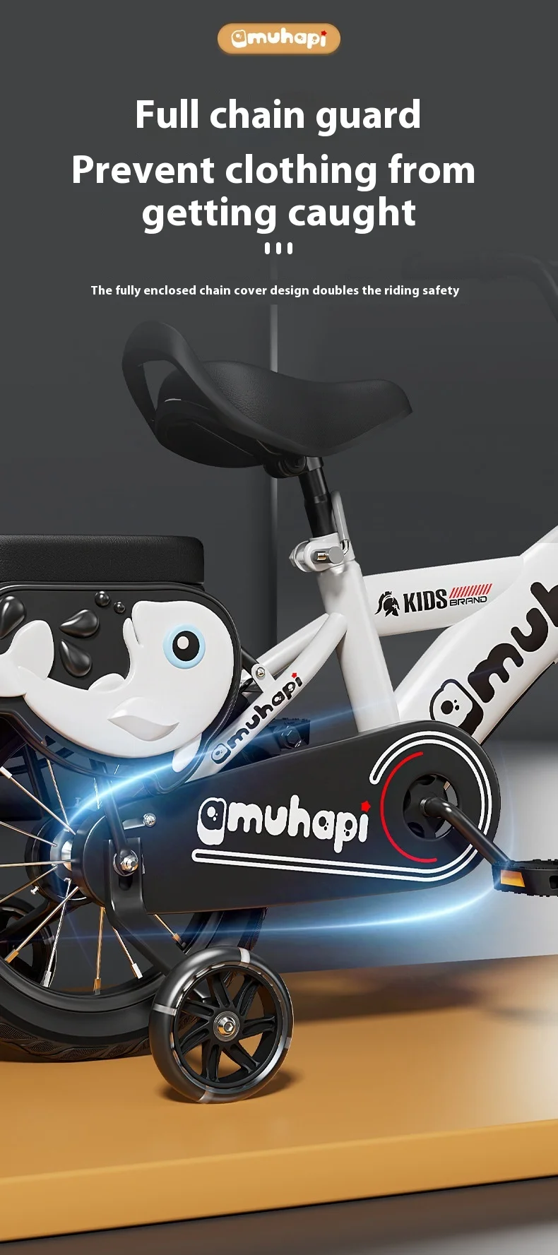 Bicycle2-8Years Bicicleta con ruedas auxiliares para bicicleta con pedales de 12-20 pulgadas