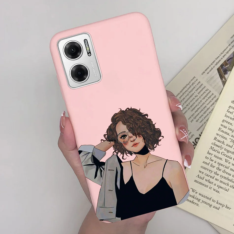 Heart Girl Silicone Matte Shockproof Phone Cover for Xiaomi Redmi Note 11 Series