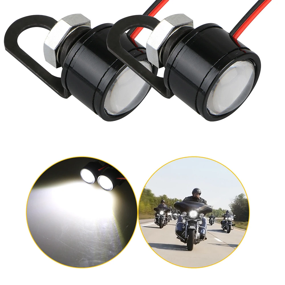2Pcs/set Motorcycle Spotlights Lamp White LED Motorcycle Handlebar