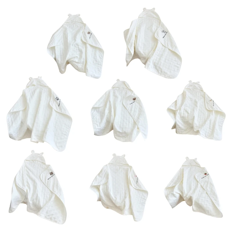 

Cartoon Hooded Poncho Cape Baby Bathrobe for 0-6Y Infant 6-layer Swaddles