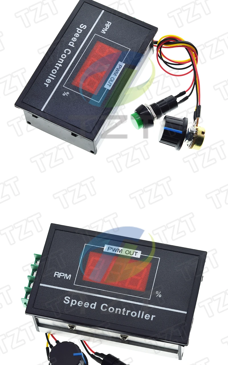 DC 6-60V 30A Digitale LED-Anzeige 0-100% DC 12V 24V 48V Motordrehzahlregler-Modul PWM mit B100K Drehpotentiometer-Schalter – Detail 5