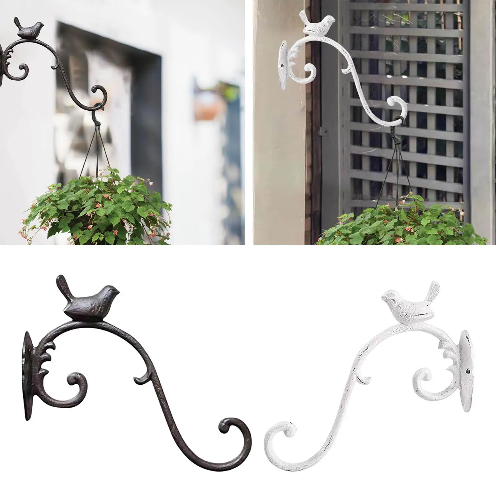 Cast Iron Bird Statue Wall Plant Hanger Length 25cm Decorative Patio Decoration 4
