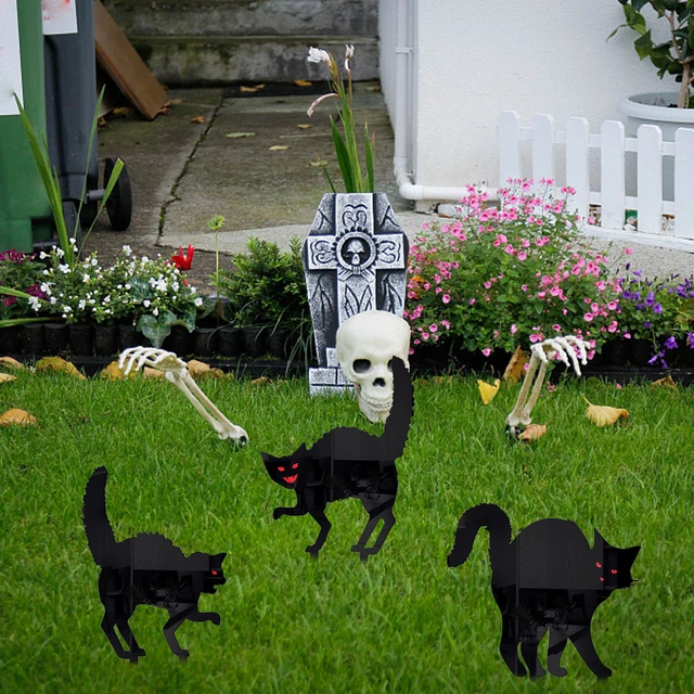 Silhouette Stake,Black Cat Silhouette Garden Stakes Decoration
