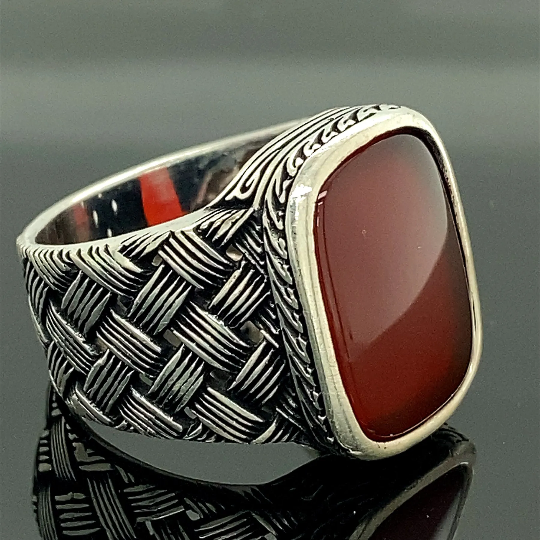 

Man Handmade Ring , Red Agate Stone Ring , Agate Gemstone Ring , Ottoman Mens Ring,Men Ring, Gift for Him, 925k Sterling Silver