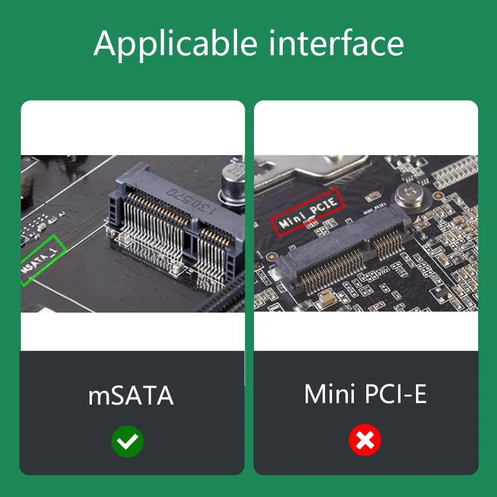 mSATA to SATA Converter Card Mini SATA to 7Pin SATA Adapter Metal Extension Bracket Half-size for 2.5