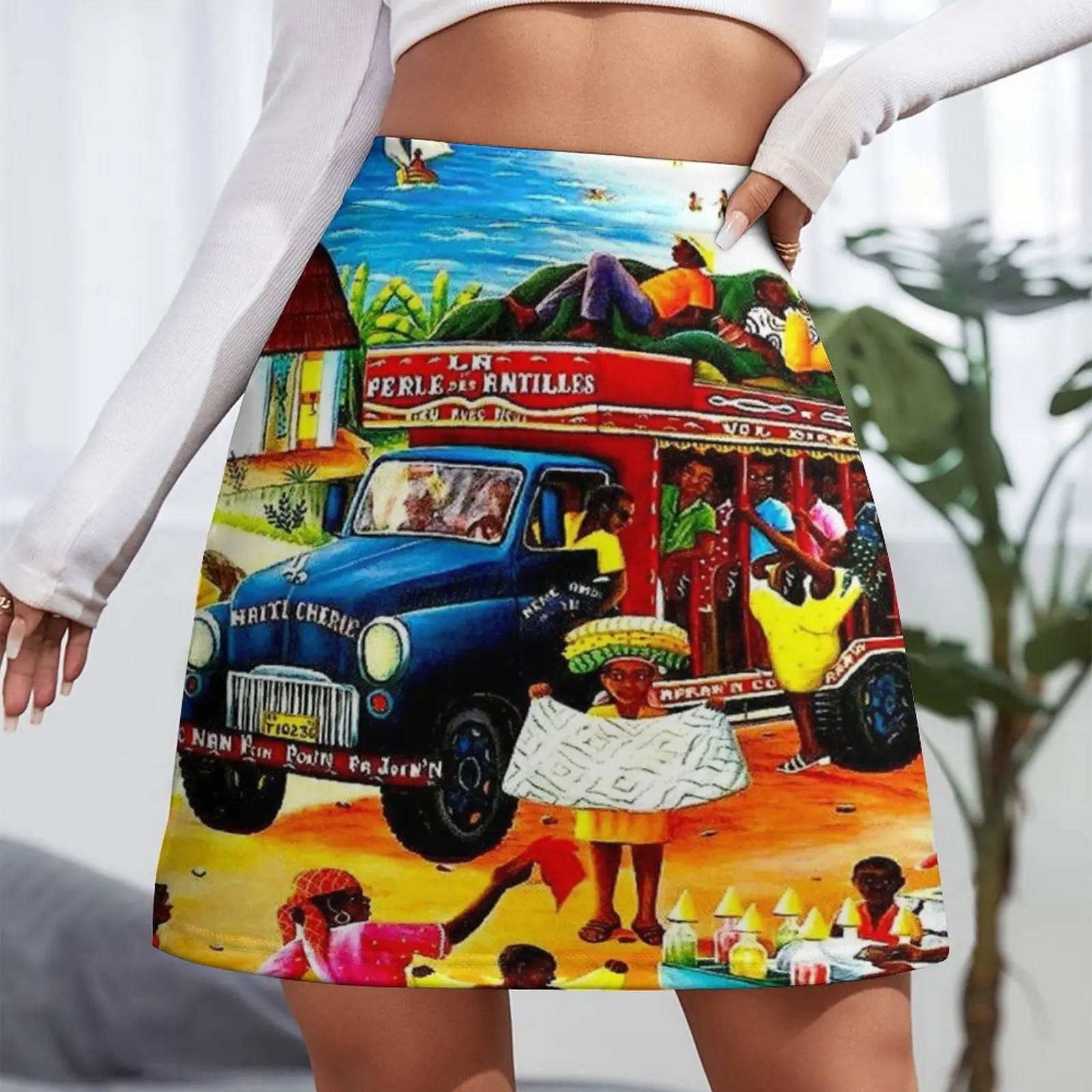 HAITI : Vintage Travel and Tourism Advertising Print Mini Skirt mini skirt for women Women's clothing cosplay