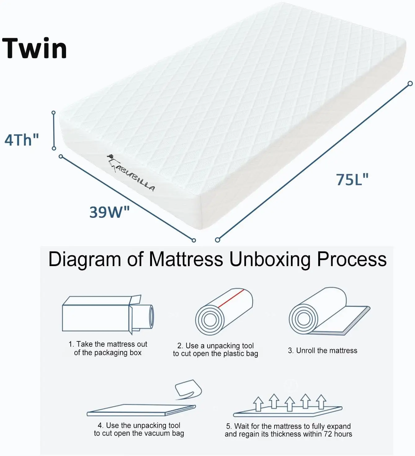 4 Inch Twin Mattresses, Memory Foam Mattress, Children&rsquo;s Rooms Mattress, Mattress is Very Comfy,CertiPUR-US Certified【 New V