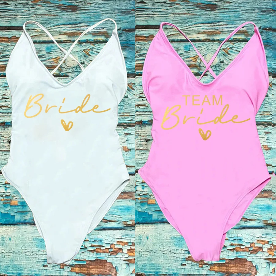 Padded One Piece Swimsuit Women Team Bride Swimwear Bikini Summer Bathing Suit Plus Size Beachwear Bachelorette Party Lady one piece swimsuit women swimsuit