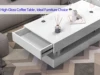 47.3IN High Glossy LED Coffee Table,Modern Center Table with 2 Storage Drawers for Living Room 2