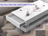 47.3IN High Glossy LED Coffee Table,Modern Center Table with 2 Storage Drawers for Living Room 2