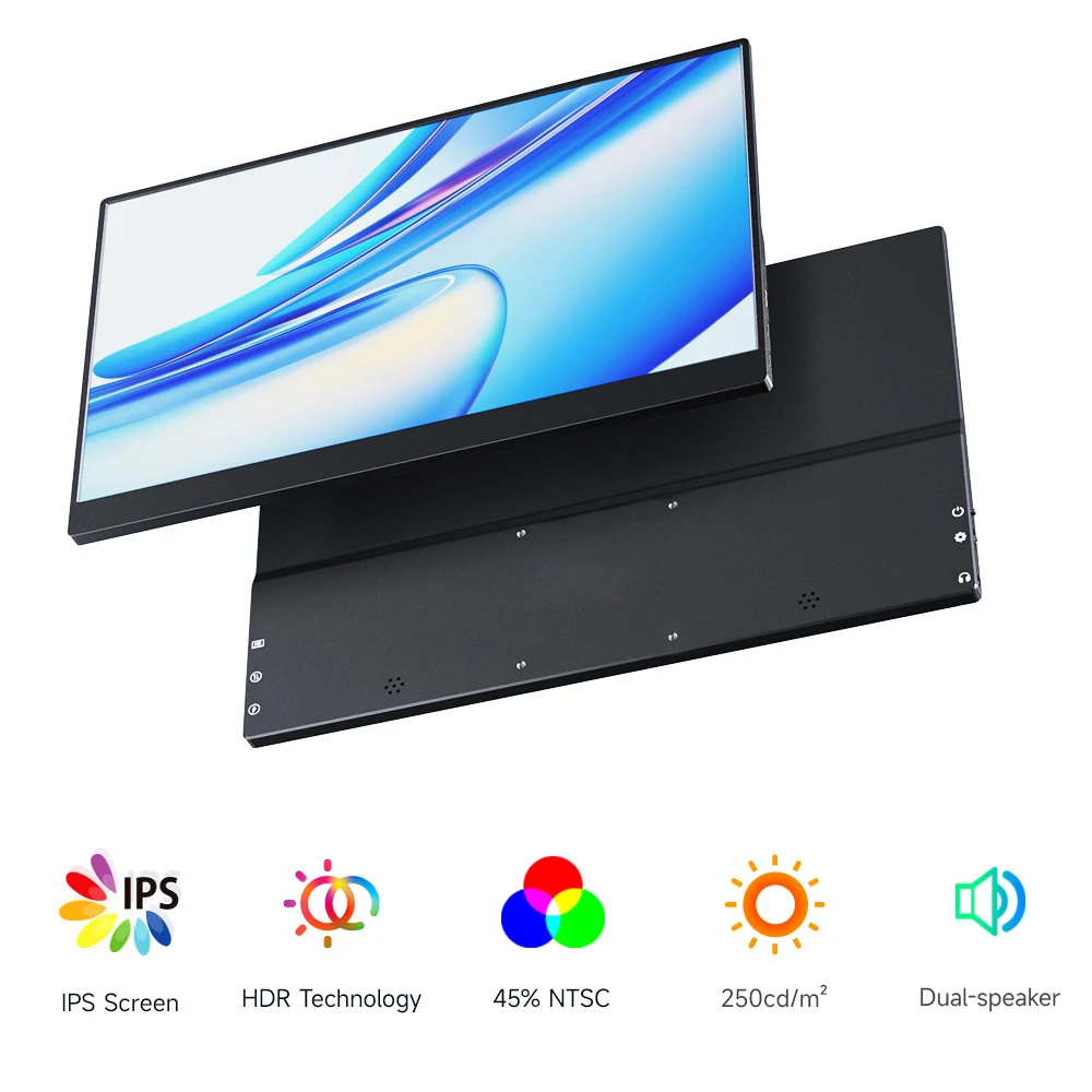 휴대용 C타입 여행용 모니터, Xbox Switch PS4 PS5 노트북 휴대폰 컴퓨터용, 15.6 인치, 60Hz FHD IPS 1920*1080