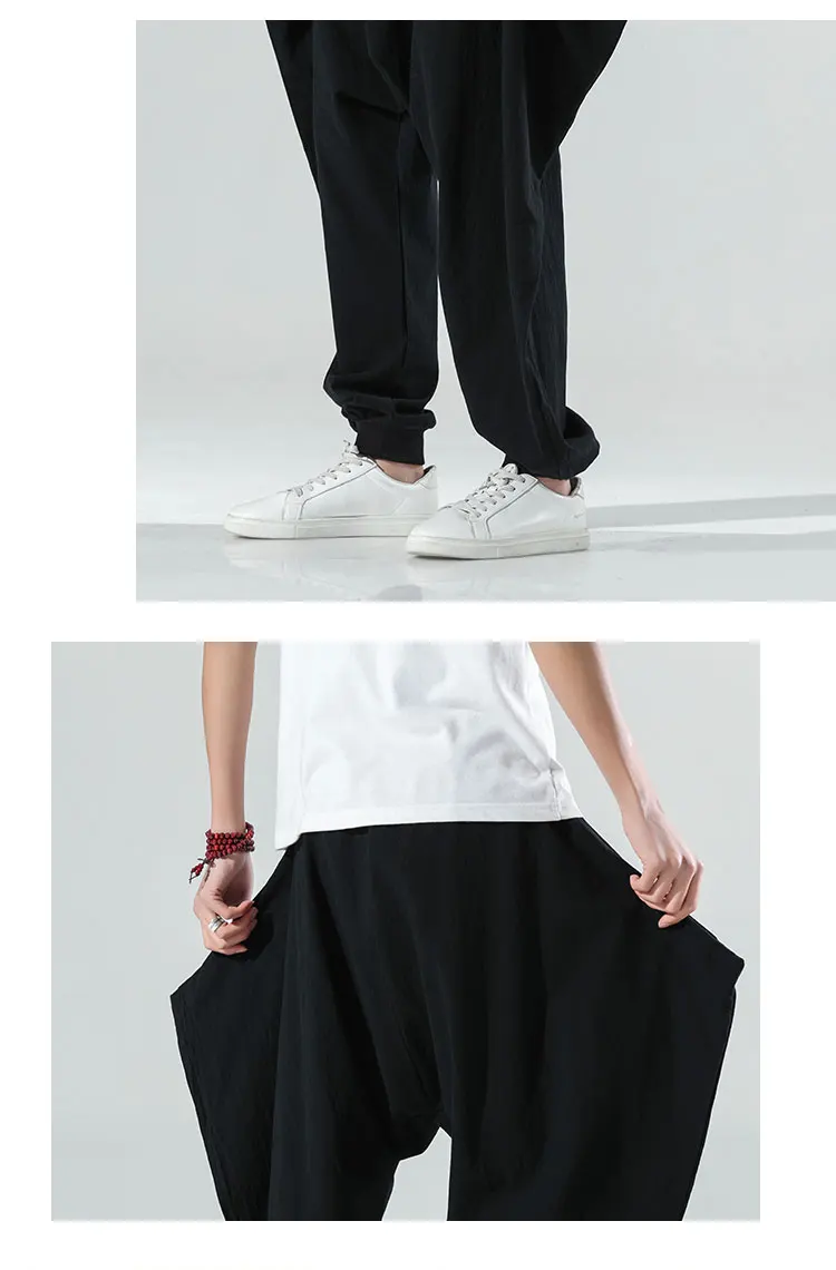 linen harem pants Spring 2022 New Chinese Style Casual Pants Men's Loose Foot Harem Pants Trend Cotton And Linen Pants Male Trousers M-5XL K79 aladdin pants