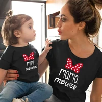 Korean Mama Mouse And Mini Mouse Daughter Kids Tops Baby Outfits Cartoon Mom and Me T-shirt Family Look Matching Outfits 1