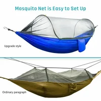2023 Camping Hammock with Mosquito Net Pop-Up Light Portable Outdoor Parachute Hammocks Swing Sleeping Hammock Camping Stuff 4