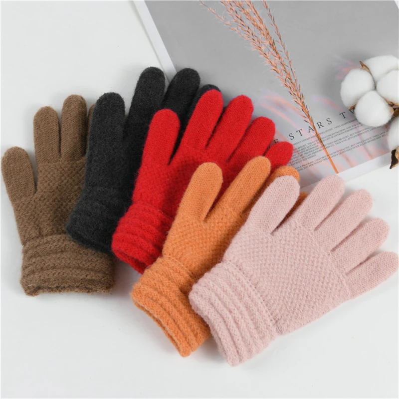 

Kids Winter Gloves Boys Girls Knit Gloves Stretchy Warm Winter Gloves Multicolor Kids Mittens Children Aged 5-10 Cold Weather