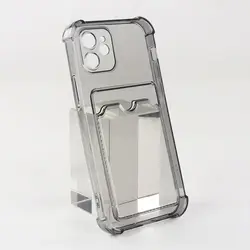 Transparent Wallet Case with Card Slots for Honor Smartphones - Soft TPU Cover (SJ KB - Black)