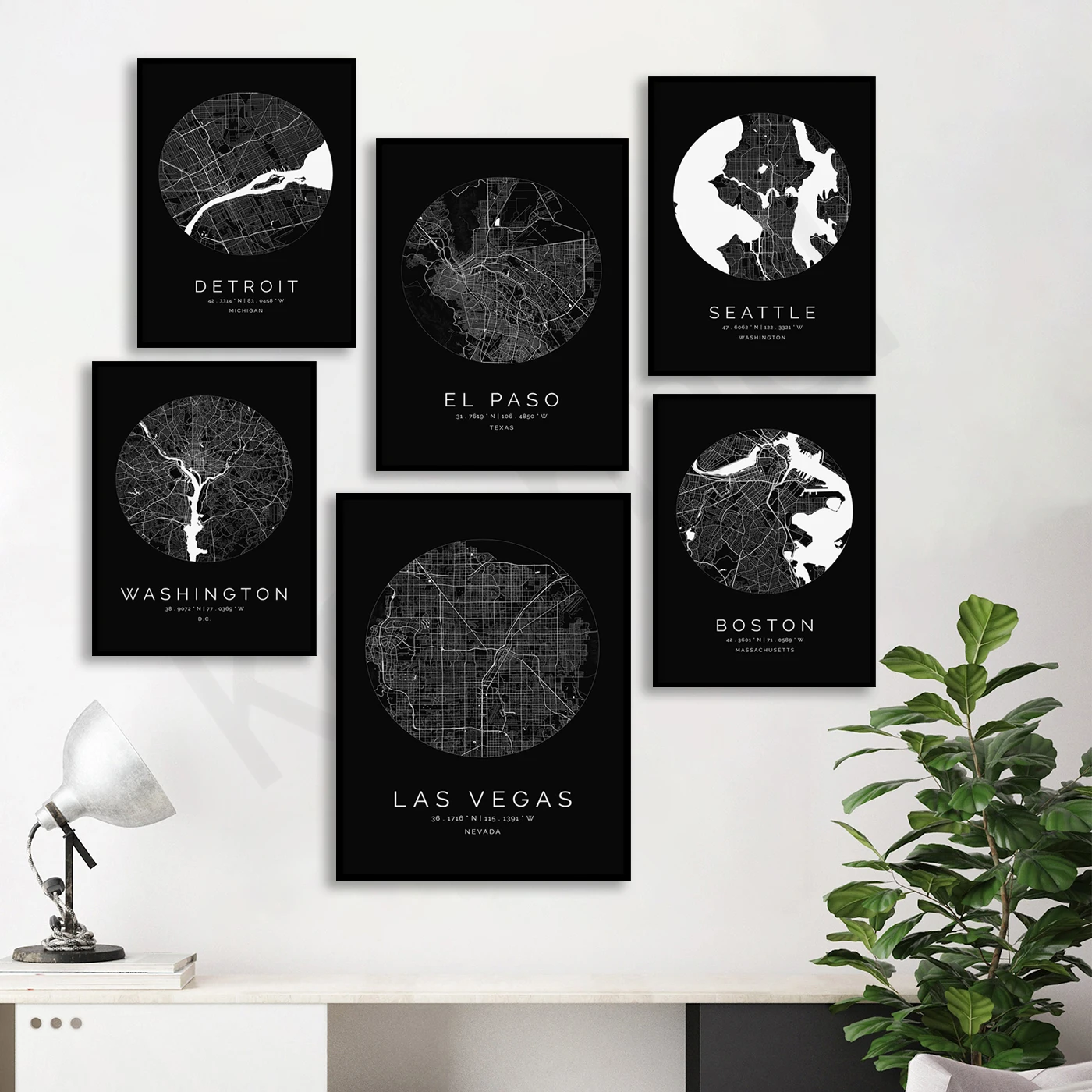 Las Vegas Detroit Marriott Kansas El Paso Seattle Houston Washington Boston. Poster Della Mappa Dei Viaggi Delle Città