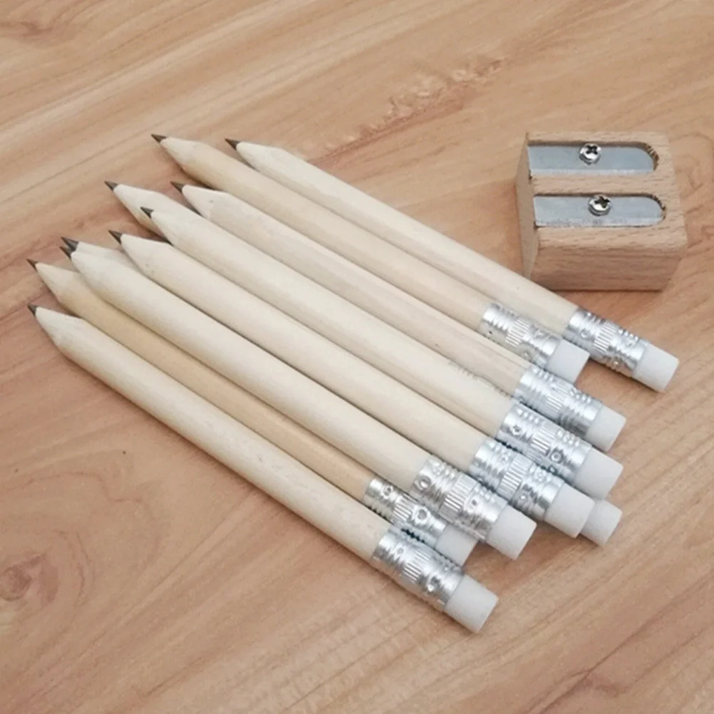 50 Pcs Kids Pencils Triangular Golf Writing Mini Students Half Eraser Tops Toddler Short 6