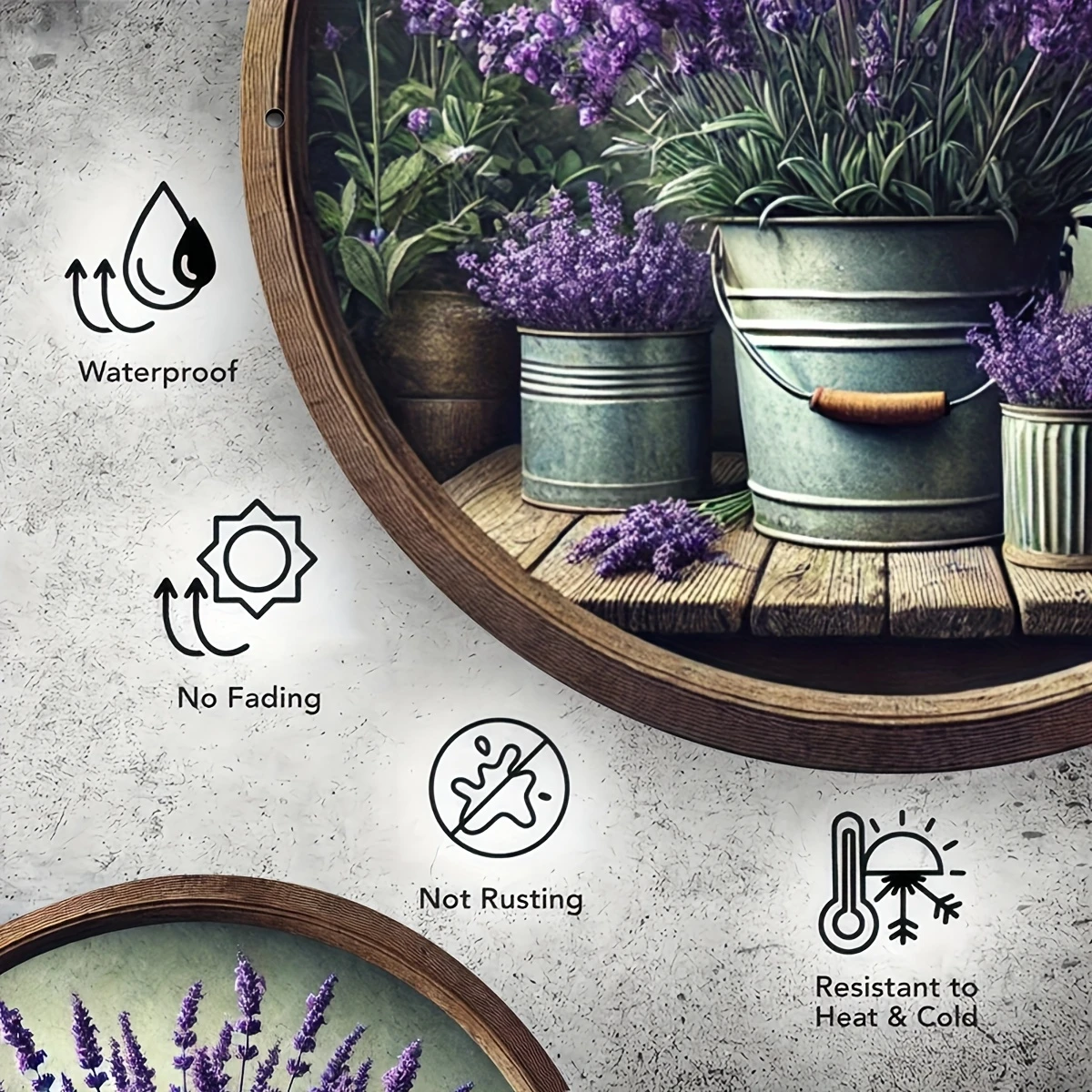 8in 2D Wooden Round Planter Flower Gardening Farmhouse Style Decorative Hanging Piece Enhances Home Atmosphere Indoor Outdoor Us - 3