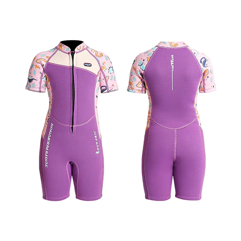 Children's 2.5MM Neoprene One Piece Short Sleeve Swimsuit Kids Warm Cold-proof Swimming Surfing Diving Suit Shorty Wetsuit 6