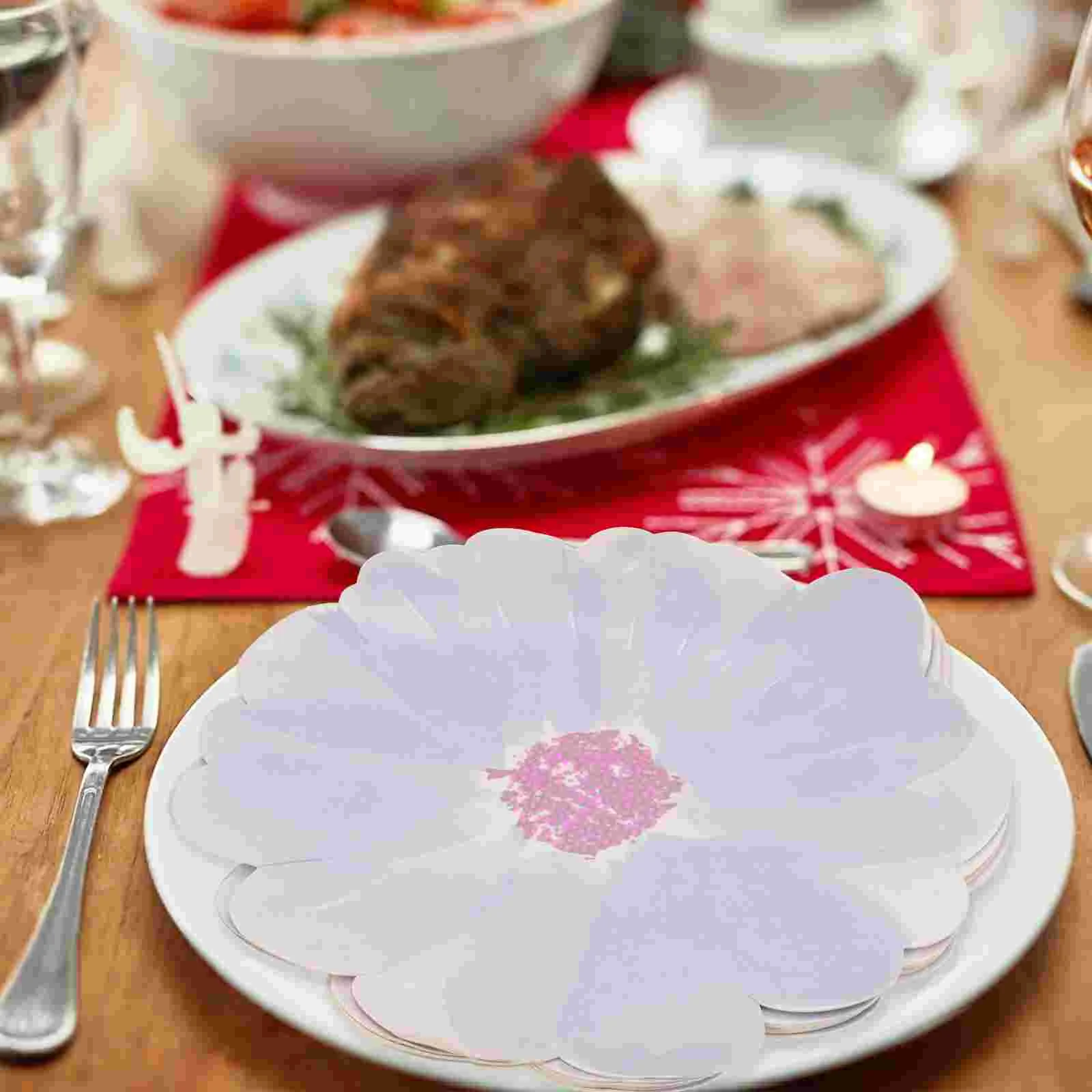 8 Pcs Blue Flower Tableware Disposable Paper Plates Party Catering Trays Dessert Plates Cookie Trays Fruit Candy