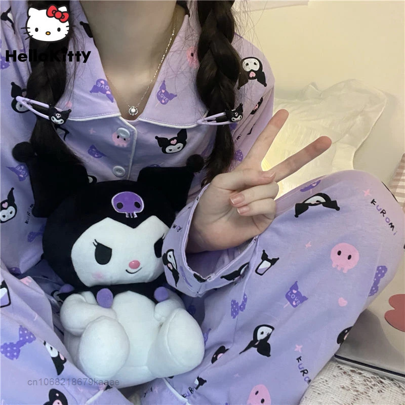 Sanrio Kuromi Pajamas Purple Style Y2k Cute 2 Piece Set Women Home