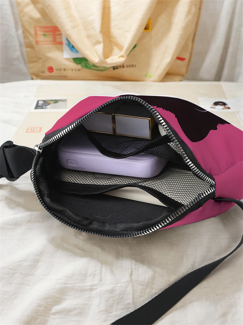 1pc,cute cat fashion adjustable crossbody bag, neutral sports waist bag, suitable for running