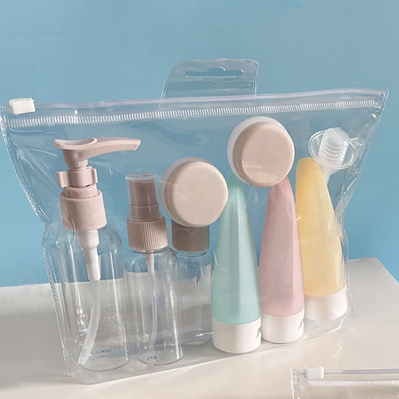 11 Piece Travel Suit Plastic Cosmetic Bottle Lotion Toner Spray Shampoo Soap Dispenser soap dispenser,spray bottle,shampoo dispenser,refillable plastic bottles,refillable bottle,plastic lotion bottle,soap dispenser bottle