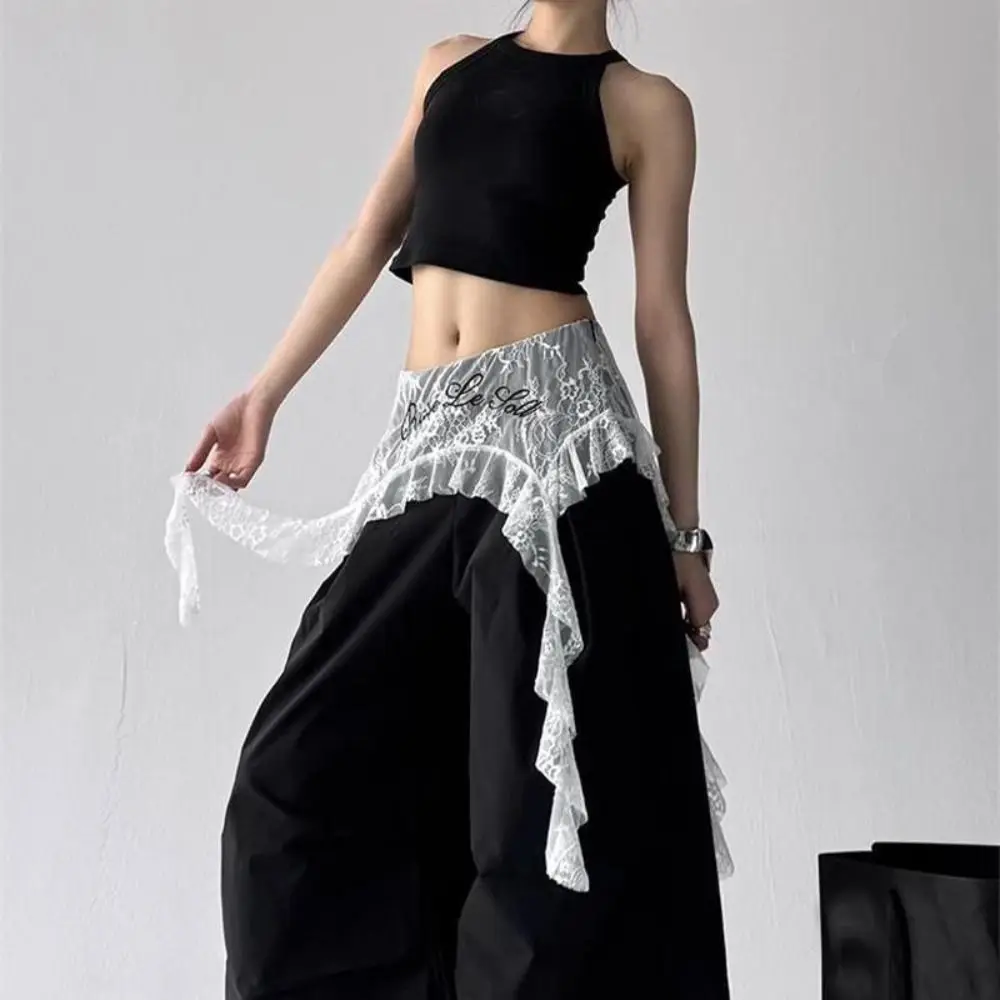 Embroidered Flower Lace Mini Skirt with Lace-Up Design