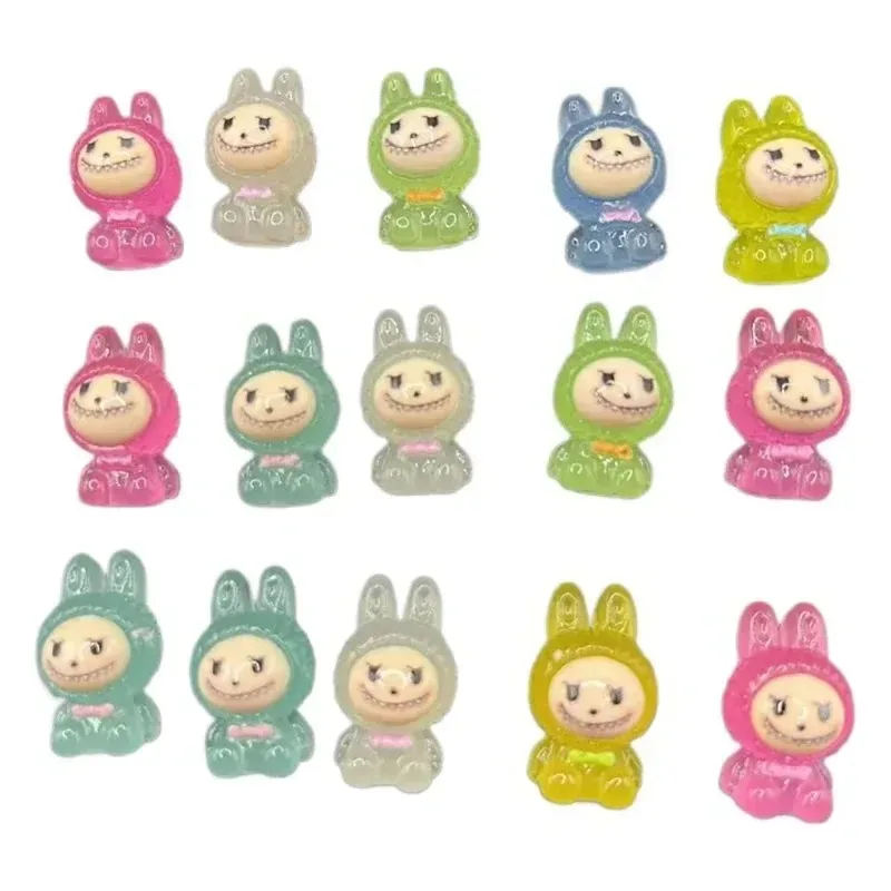 10Pcs Mini Luminous Ornaments Cute Cartoon Resin Figurines Micro Landscape Decoration Desktop Ornament DIY Car Ornaments