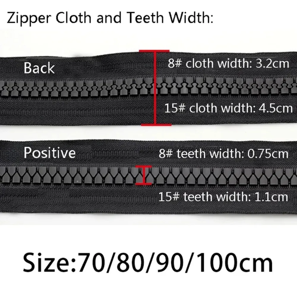 Description Picture 3 of item8# 15# Double Open Zipper Single Open Resin Zipper For Down Jacket Coat Open-end Long Zip DIY Sewing Crafts 70/80/90/100/cm