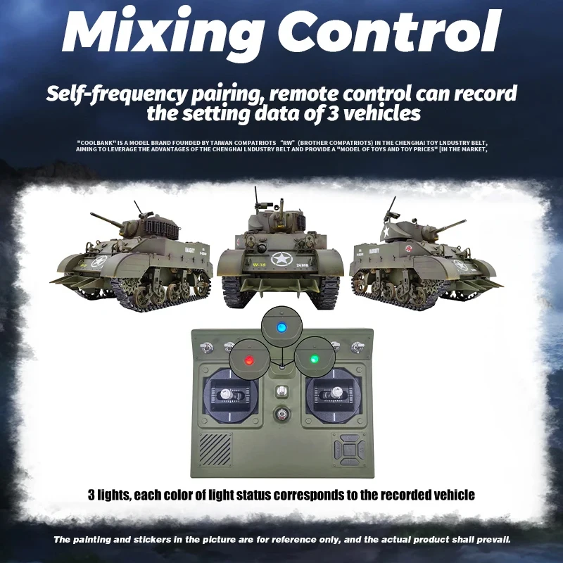 COOLBANK M5A1 U.S.A Stuart Light Tank Model 1/16 2.4G Military Vehicle Remote Control Crawler Tanks Children's Assembly Toy Gift 5