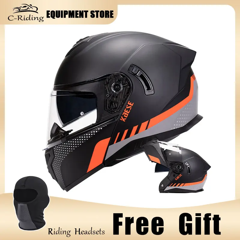 

Flip Up Helmets Motocross Racing Modular Cascos Para Moto Men Women Fashion Dual Lens Full Face Motorcycle Helmet DOT Approved