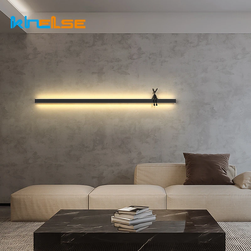 

Modern LED Wall Lamp Simple Long Strip Indoor Wall Light Bedroom Living Room TV Background Decor Sconce Lighting Fixture 85-265V