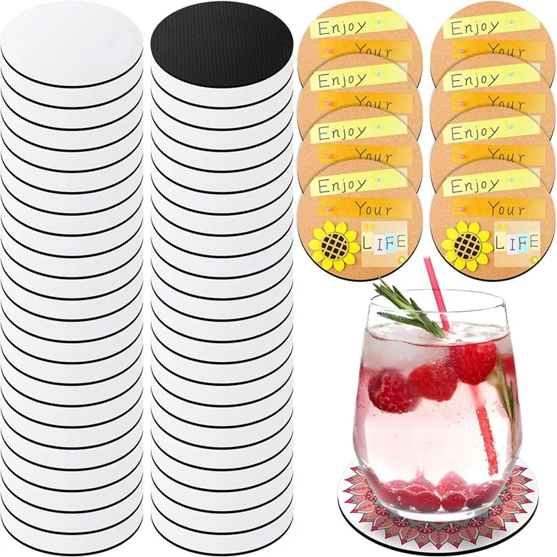 

120Pcs Blank 4 Inch Sublimation Round Blank Coasters Heat Pressed Coasters For DIY Crafts