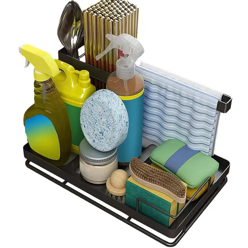 

Sink Caddy Kitchen Sink Sponge Holder With Removable Drain Tray Multifunctional Kitchen Sink Accessories Organizer For Dish