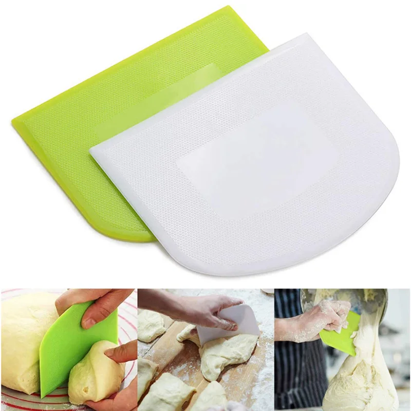 2PCS Flexible plastic Dough Scraper, Food Safe Bench Scraper with