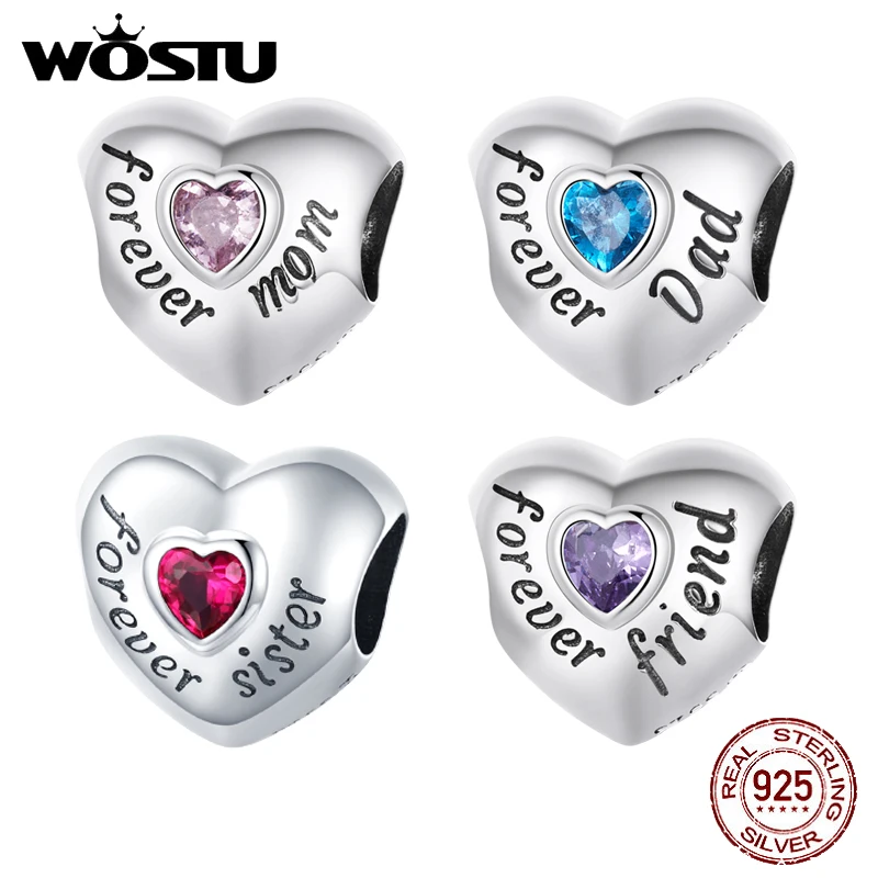 WOSTU Heart Charm - Silver Plated Mother Daughter Face Charm For Bracelets/Necklaces, 11mm